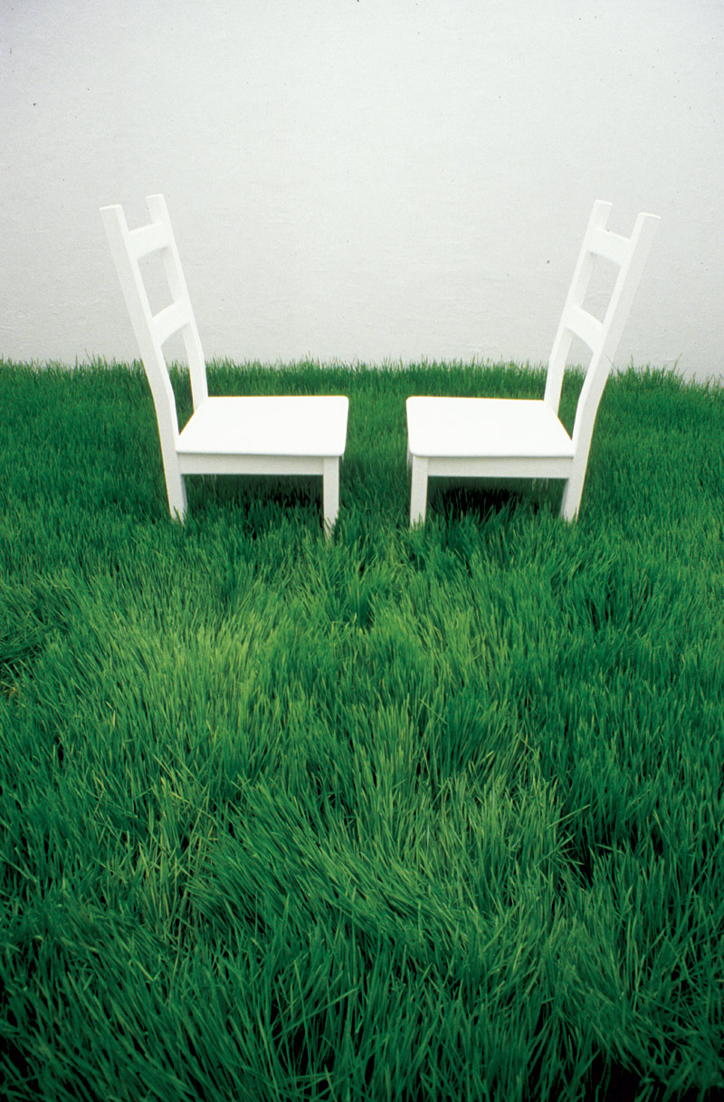 Simon Foreman, Denying a Third Choice — close-up, two chairs in grass
