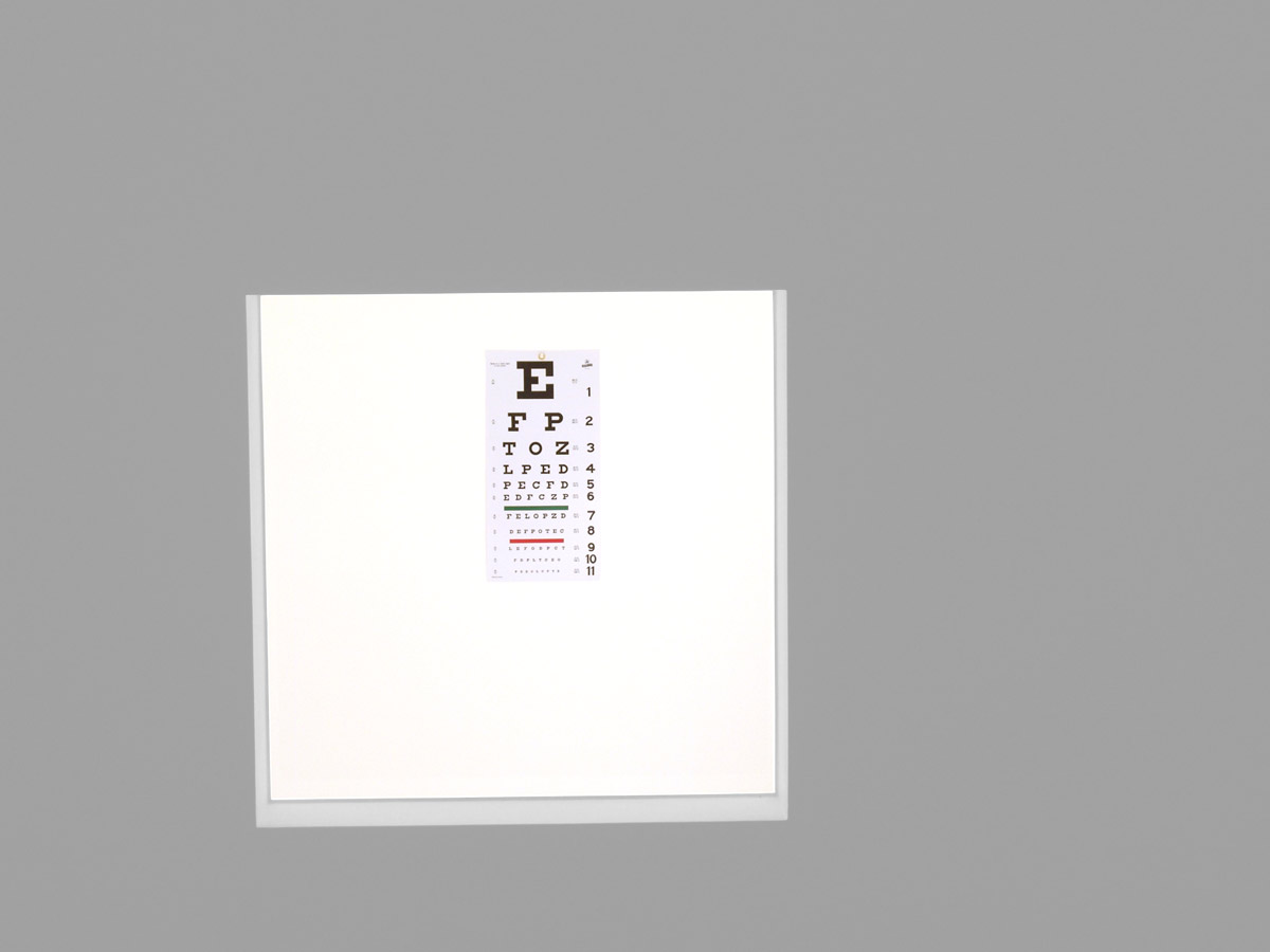 Simon Foreman, For Your Eyes Only — the eye chart on lightbox