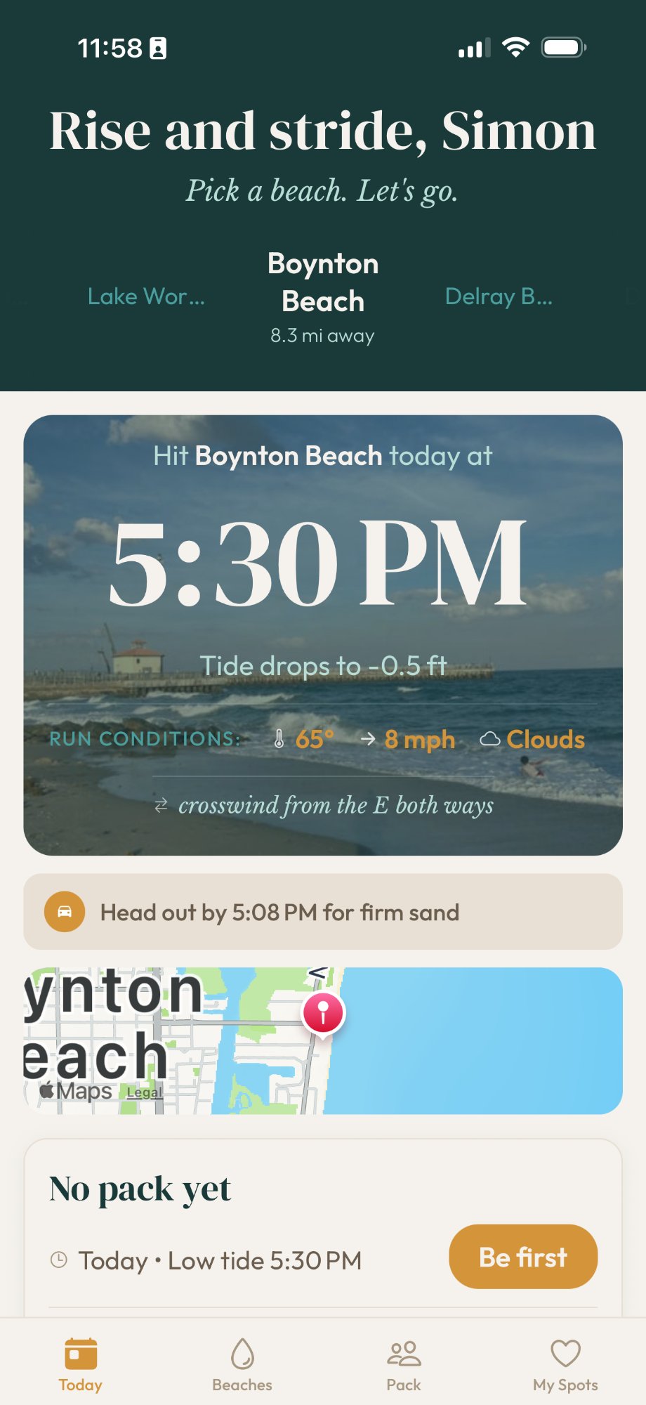ChaunceyWeb beach running app screenshot